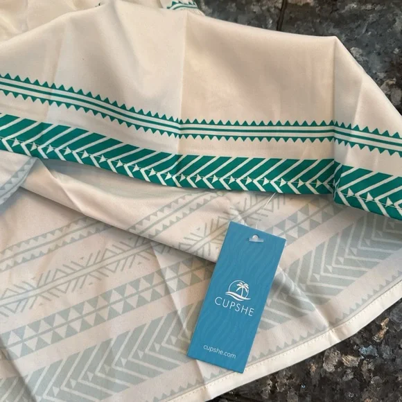 Green and White Striped Summer Midi Dress - Picture 4 of 5